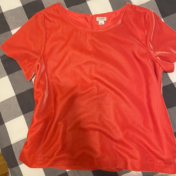 Pink velour JCrew blouse - L - Picture 1 of 4